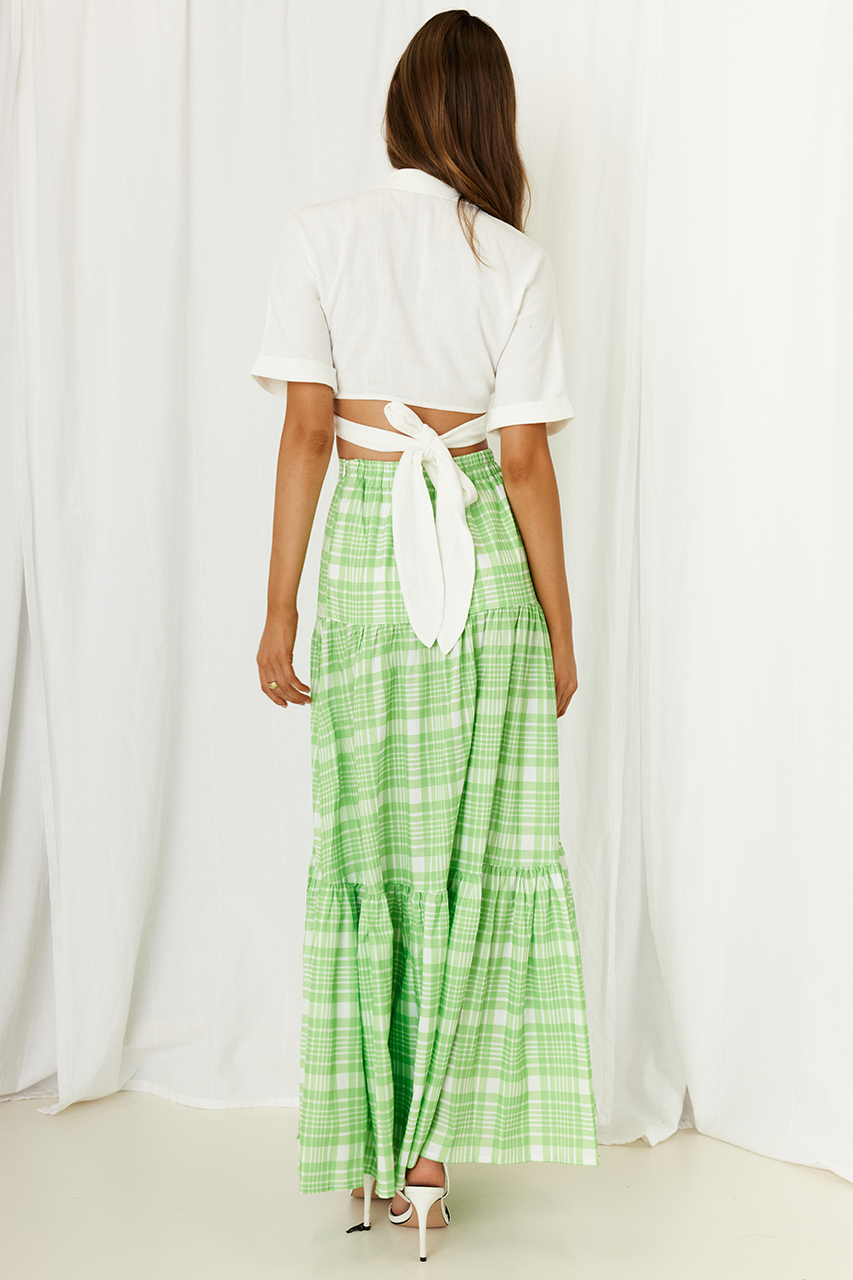 High Waist Green and White Check Mini Skirt | Sheny – motelrocks.com